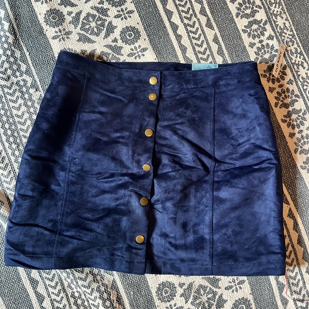 Blue suede skirt